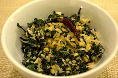 Stirfried Kale with split mung & coconut