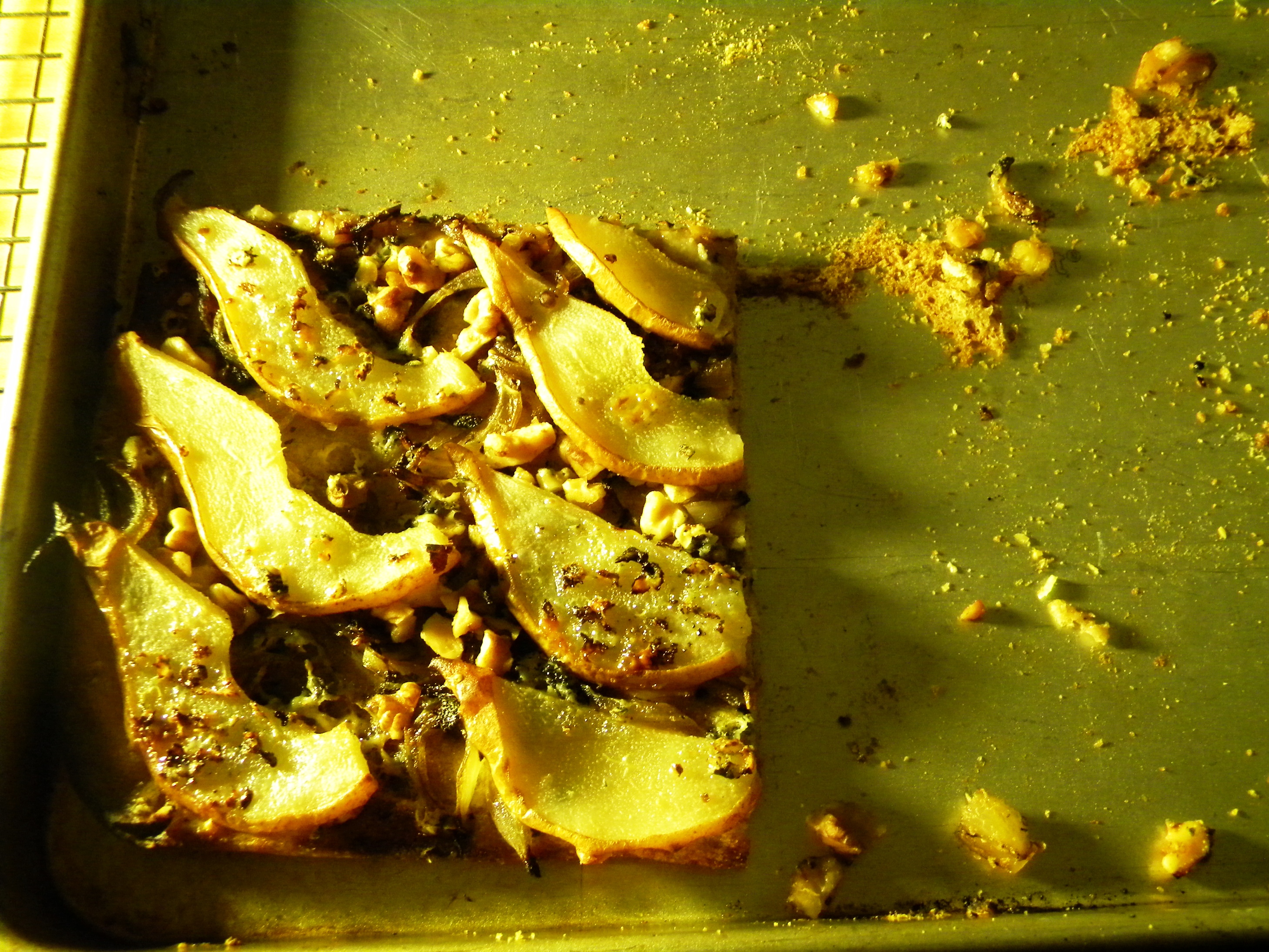 Carmelized Onion, Pear, Walnut, and Sage Flat Bread