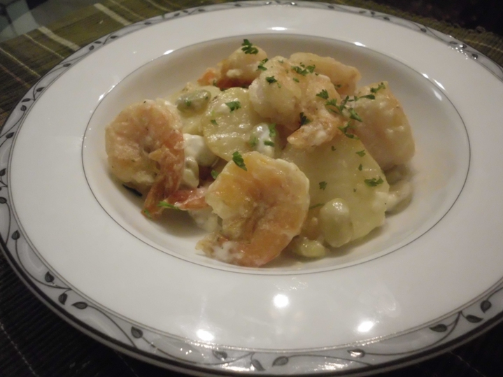 Shrimp Potato with Garlic Lemon Mayonnaise Sauce