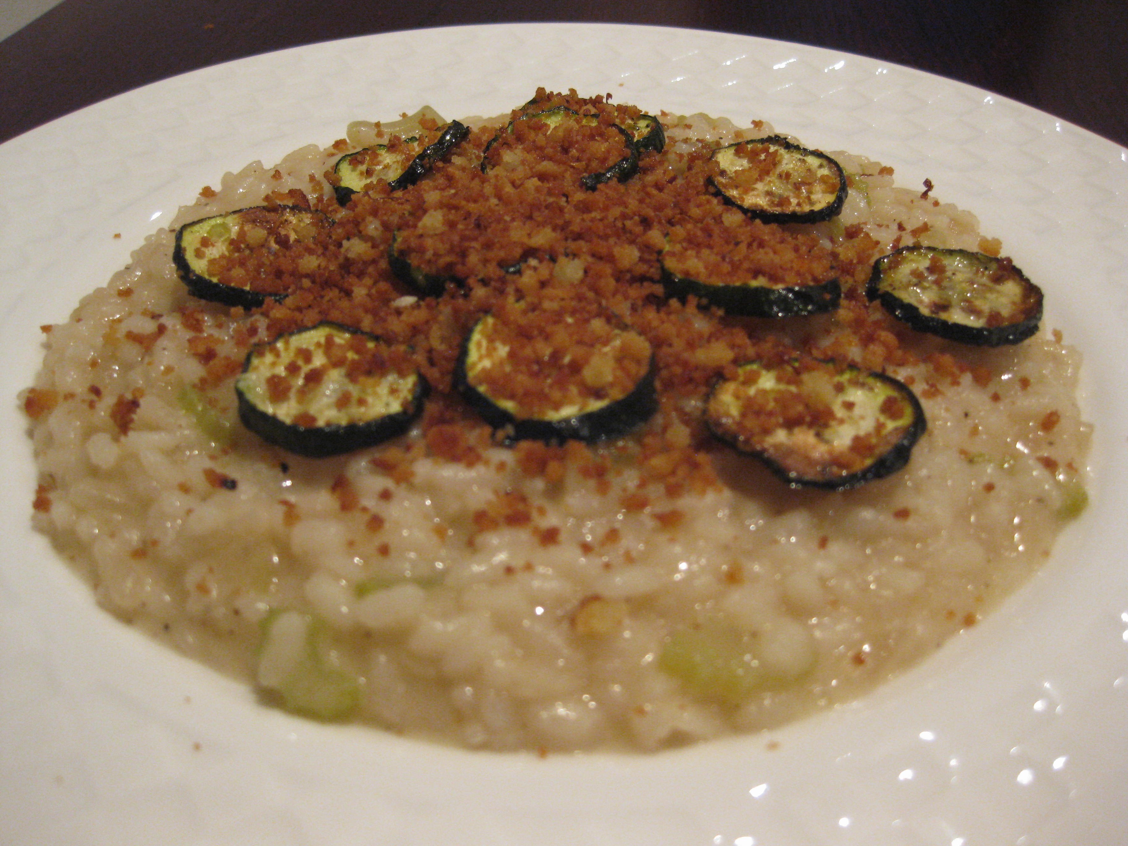Lemon Risotto with courgette and pangratto