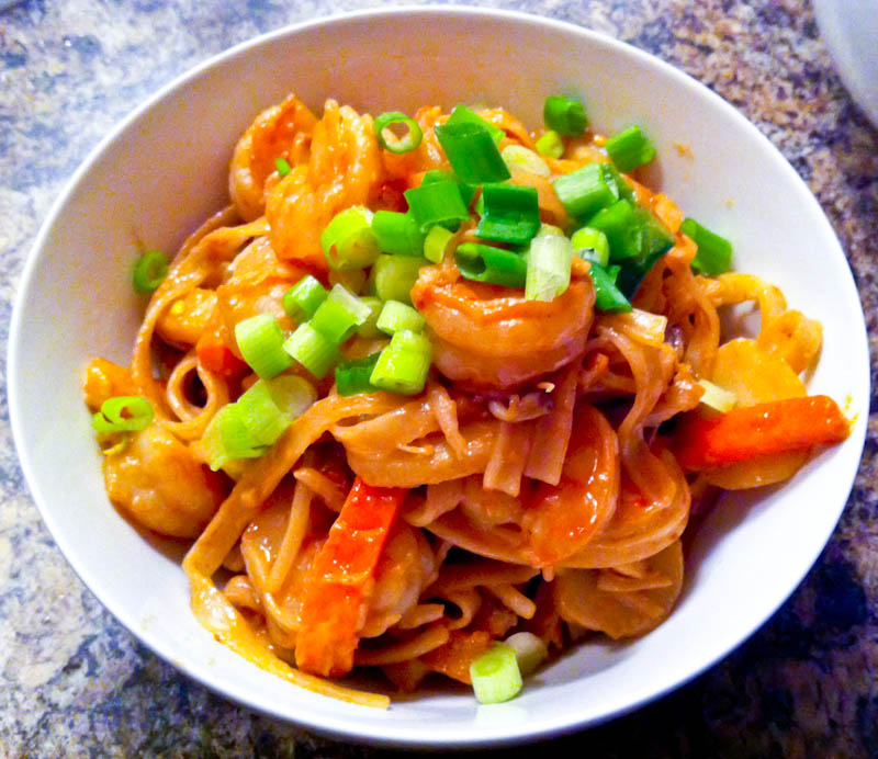Spicy Peanut Butter Noodles With Shrimp