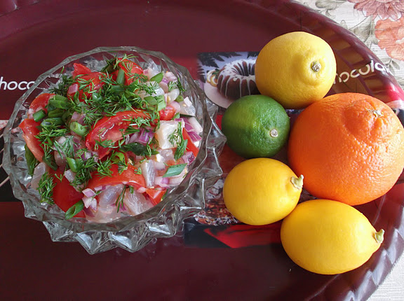 Citrus Cured and Marinated Red Snapper in a Salad