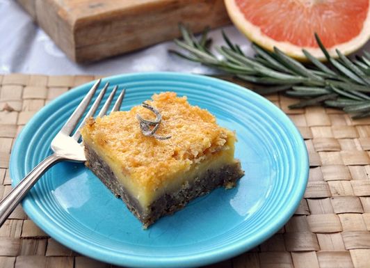 Grapefruit Curd Squares with Candied Rosemary
