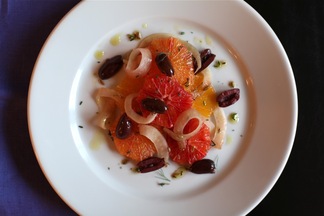 Fennel, Orange, & Olive Salad with a Warm fennel dressing 