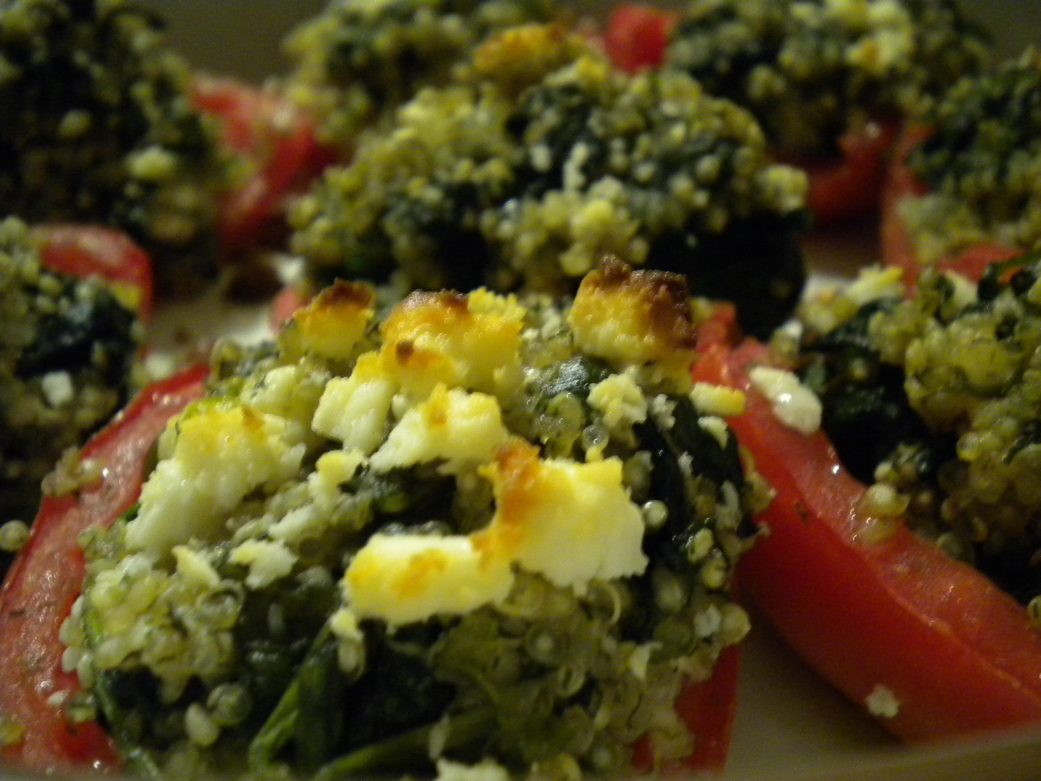 Tomatoes Stuffed with Quinoa, Spinach and Feta
