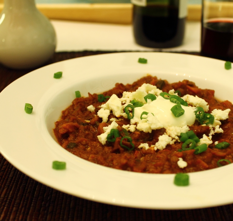 Vegetable Chili with Wine and Chocolate