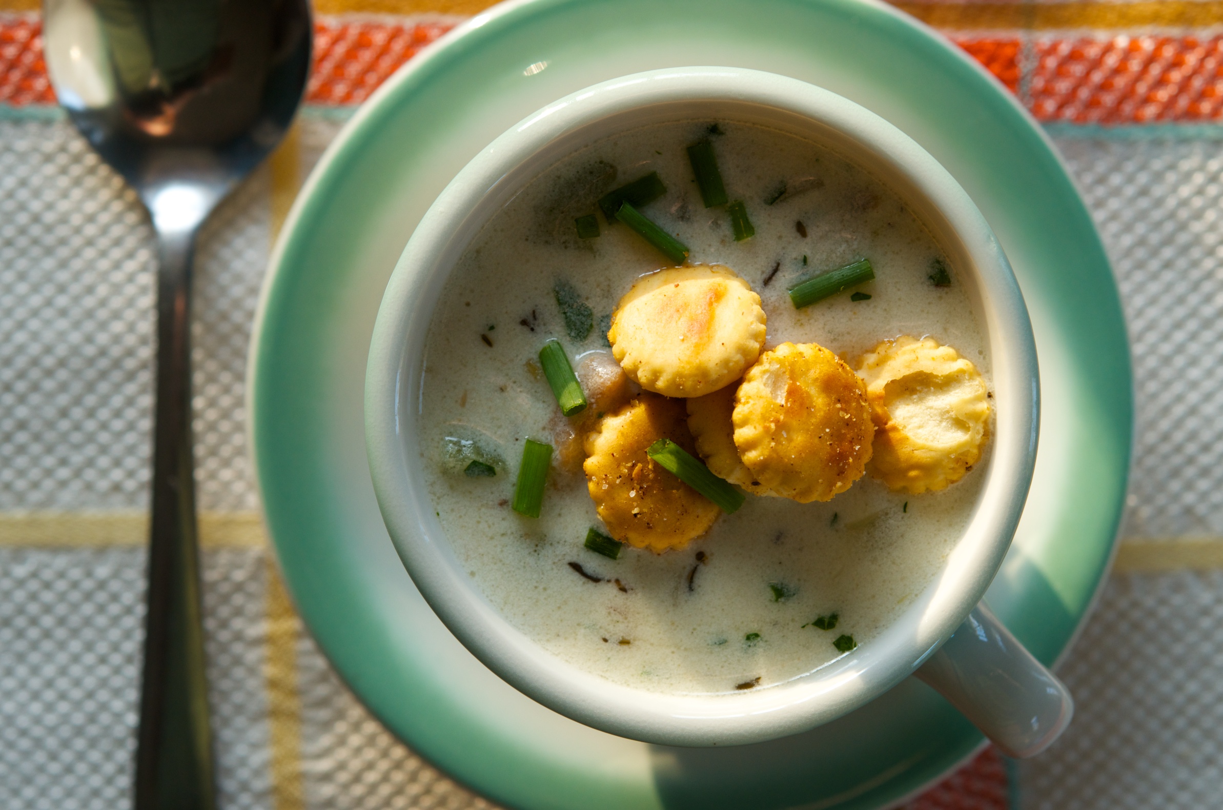 New England Clam Chowder with Old Bay Oyster Crackers