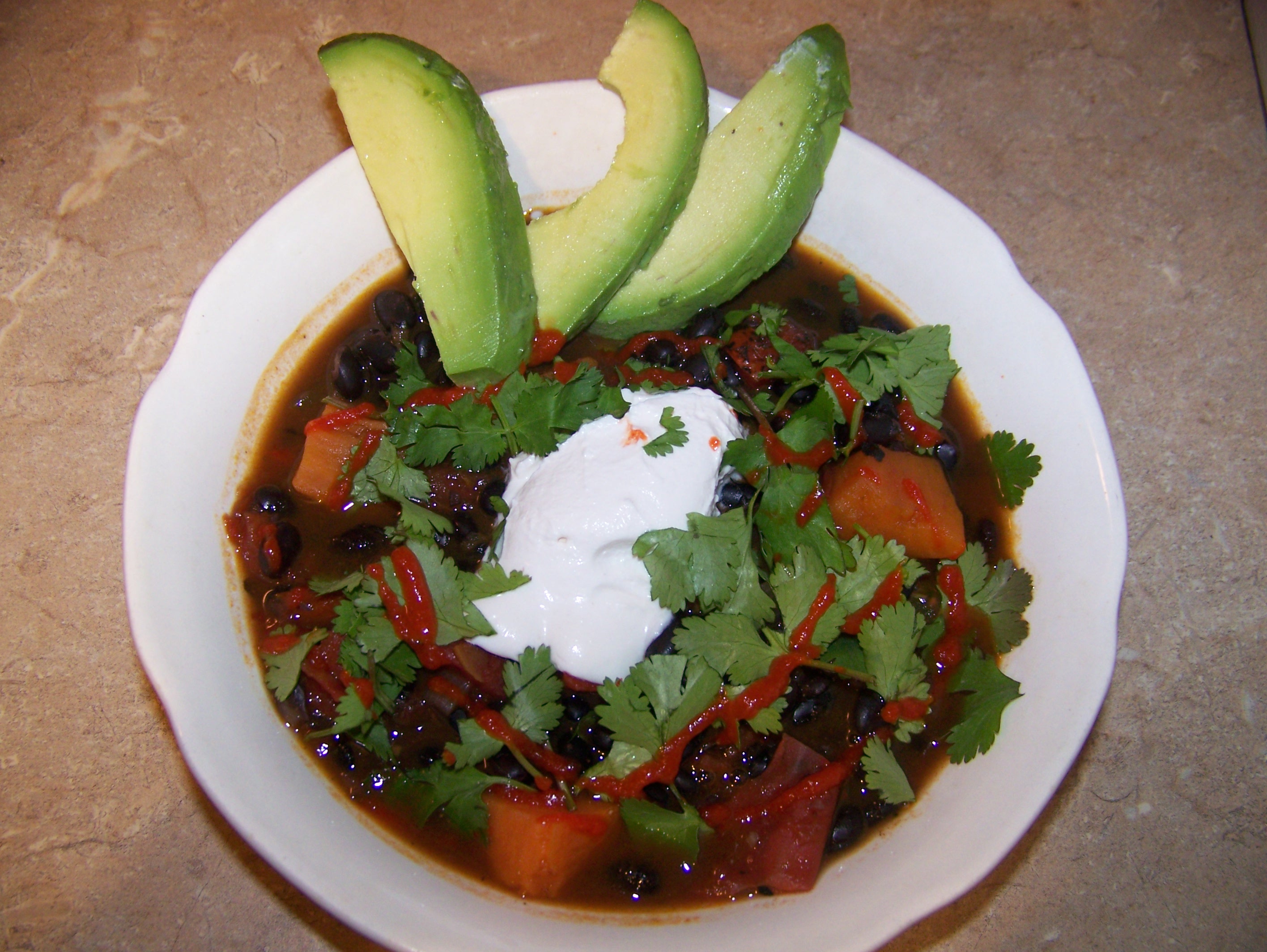 Just Spicy Enough Black Bean and Yam Chili