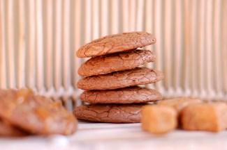 Brownie Cookies with Salted Caramel Sauce