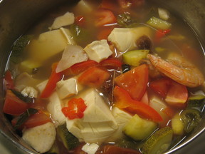 Hot And Sour Thai Style Shrimp, Tofu and Veggie Soup