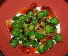 Spicy Pan Fried Brussels Sprouts with Blood Orange