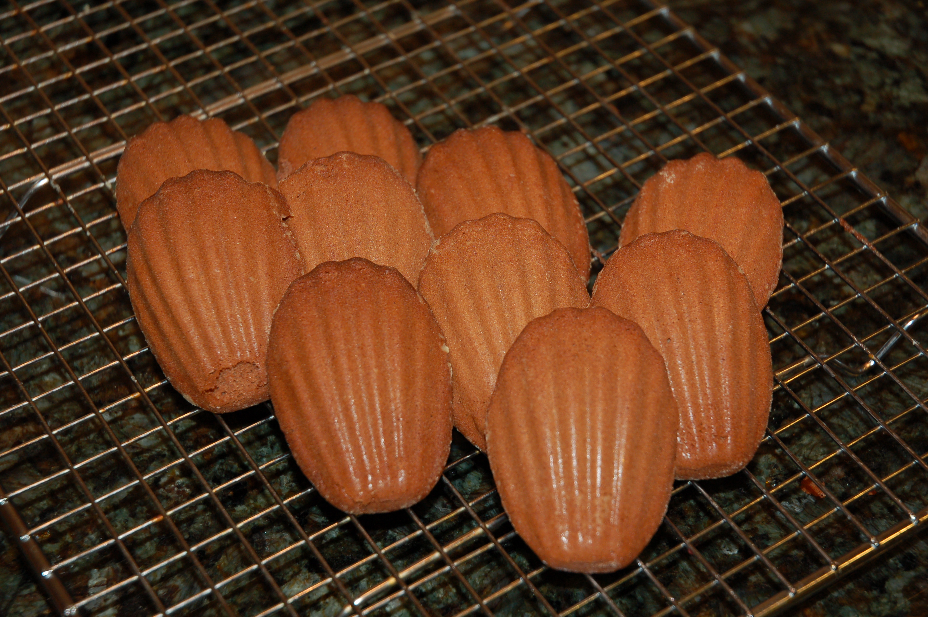 Spiced Chocolate Madeleines with Espresso Cream Sauce