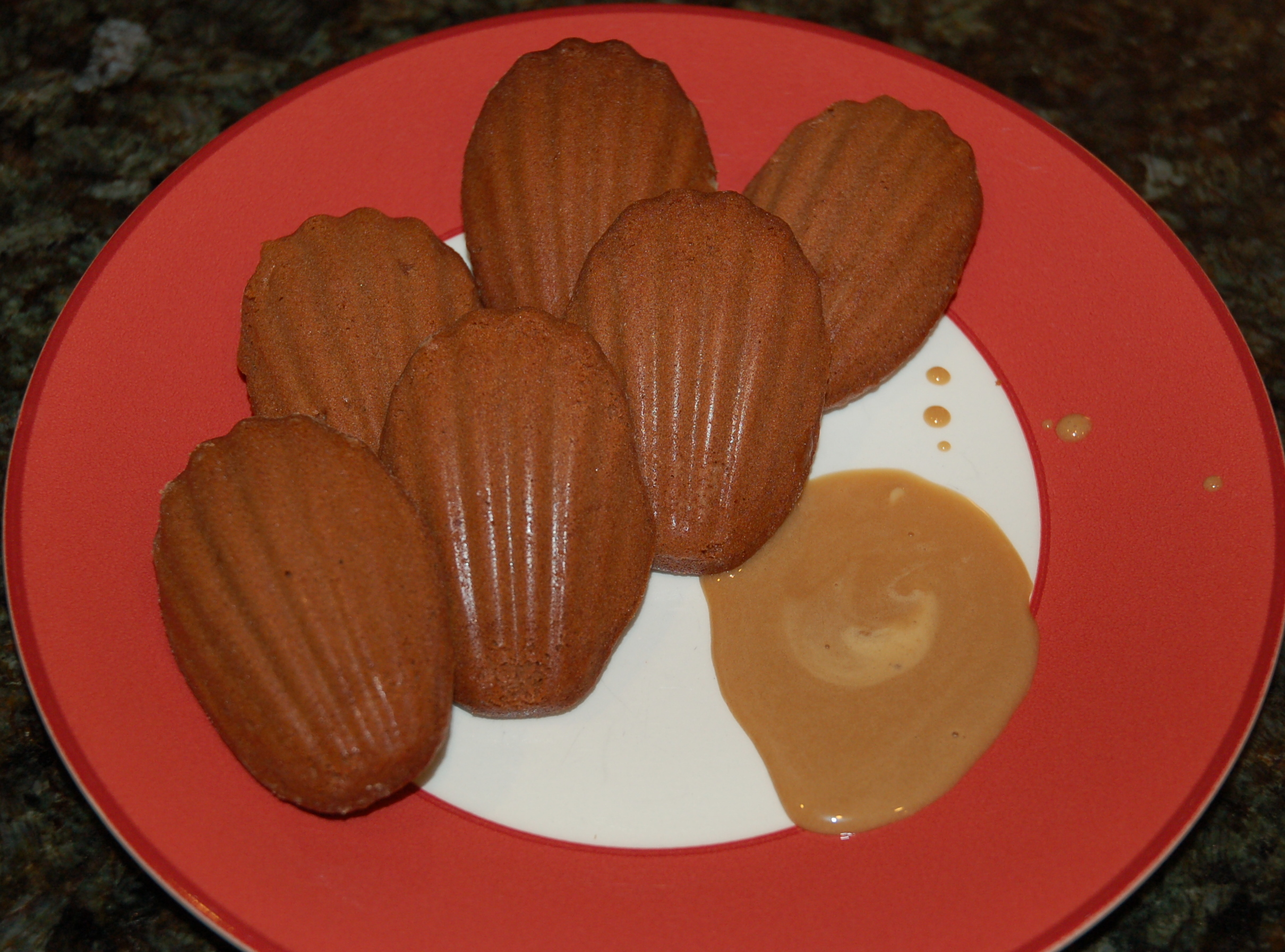Spiced Chocolate Madeleines with Espresso Cream Sauce