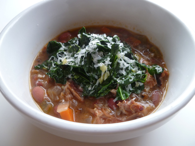 Barley and Cranberry Bean Soup with Kale