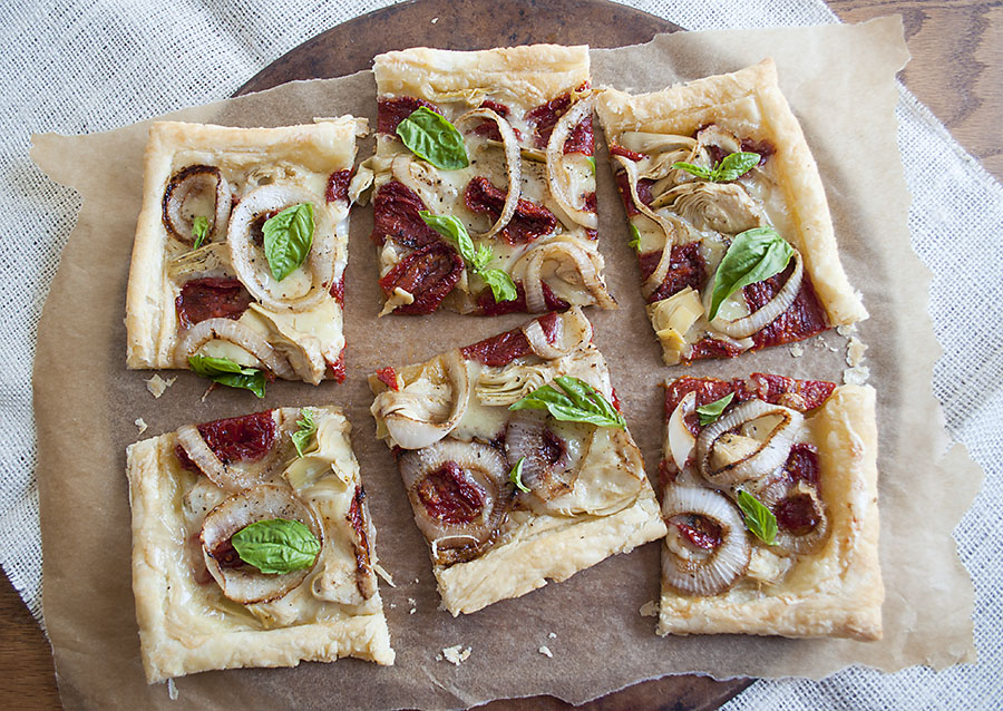 Sun Dried Tomato, Artichoke and Goat's Milk Brie Tart