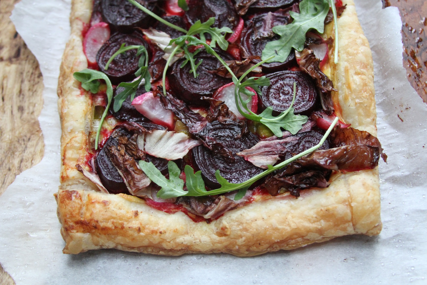 Savory Beet Tart with Radishes and Radicchio