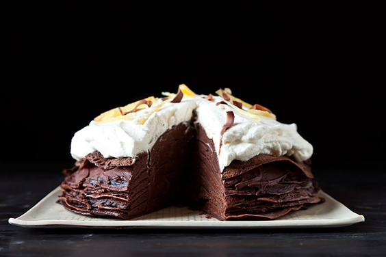 Spicy Chocolate Mousse Crepe Cake