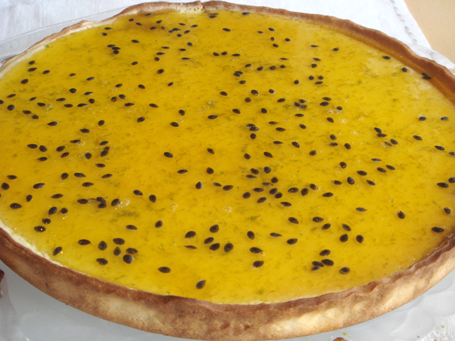 Coconut Tart with Passion Fruit and Lime Syrup