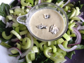 Celery in Blue-Cheese Dressing on Spinach Celery Salad