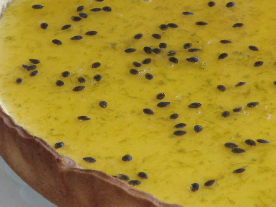 Coconut Tart with Passion Fruit and Lime Syrup