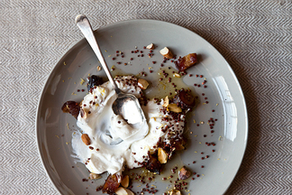 Yogurt with Toasted Quinoa, Dates, and Almonds