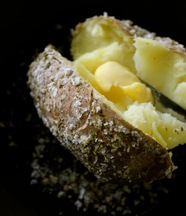 Homemade celery-salt crusted baked potato