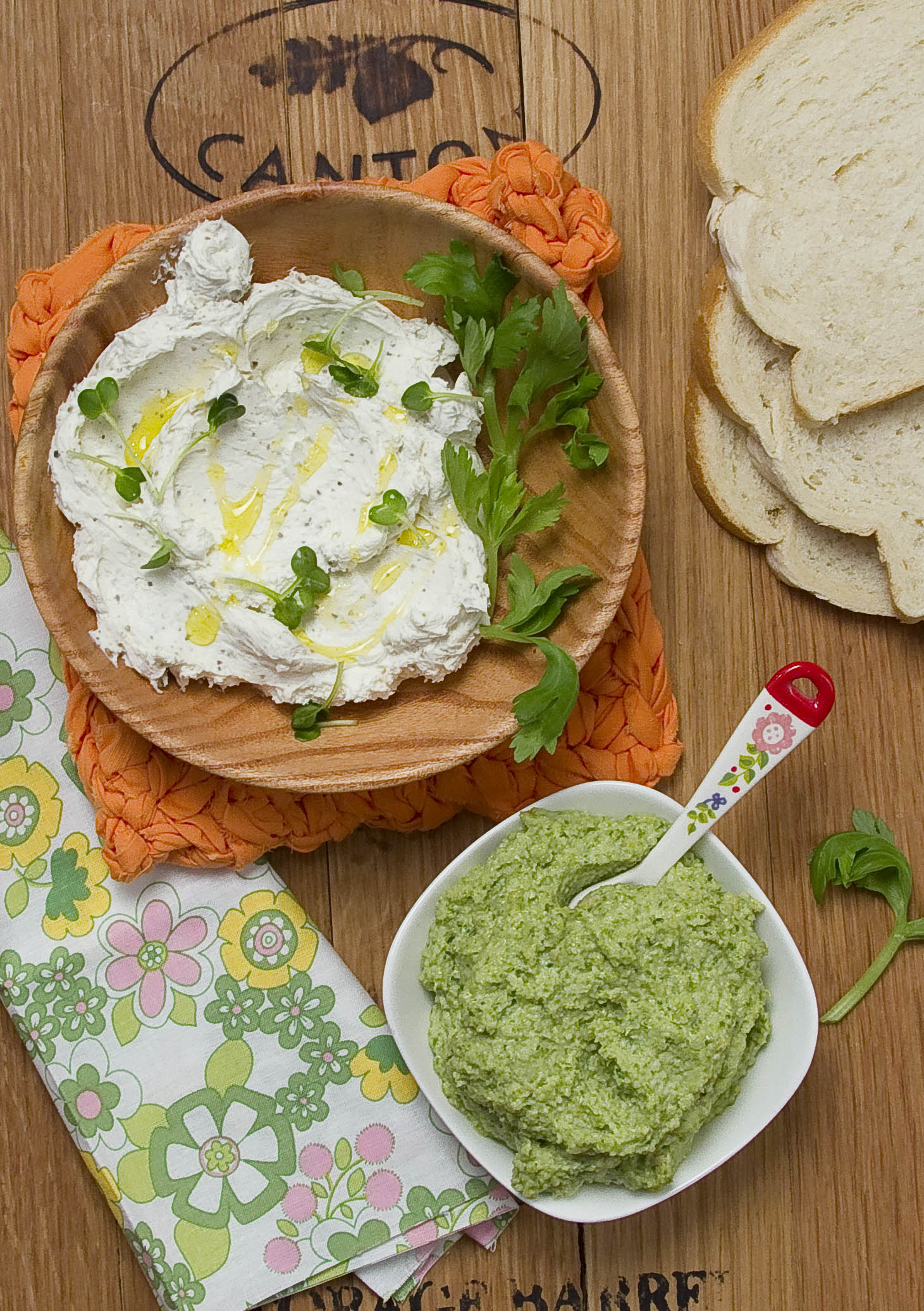 Roasted Macadamia-Celery Pesto and Peppered Cream Cheese Tartine
