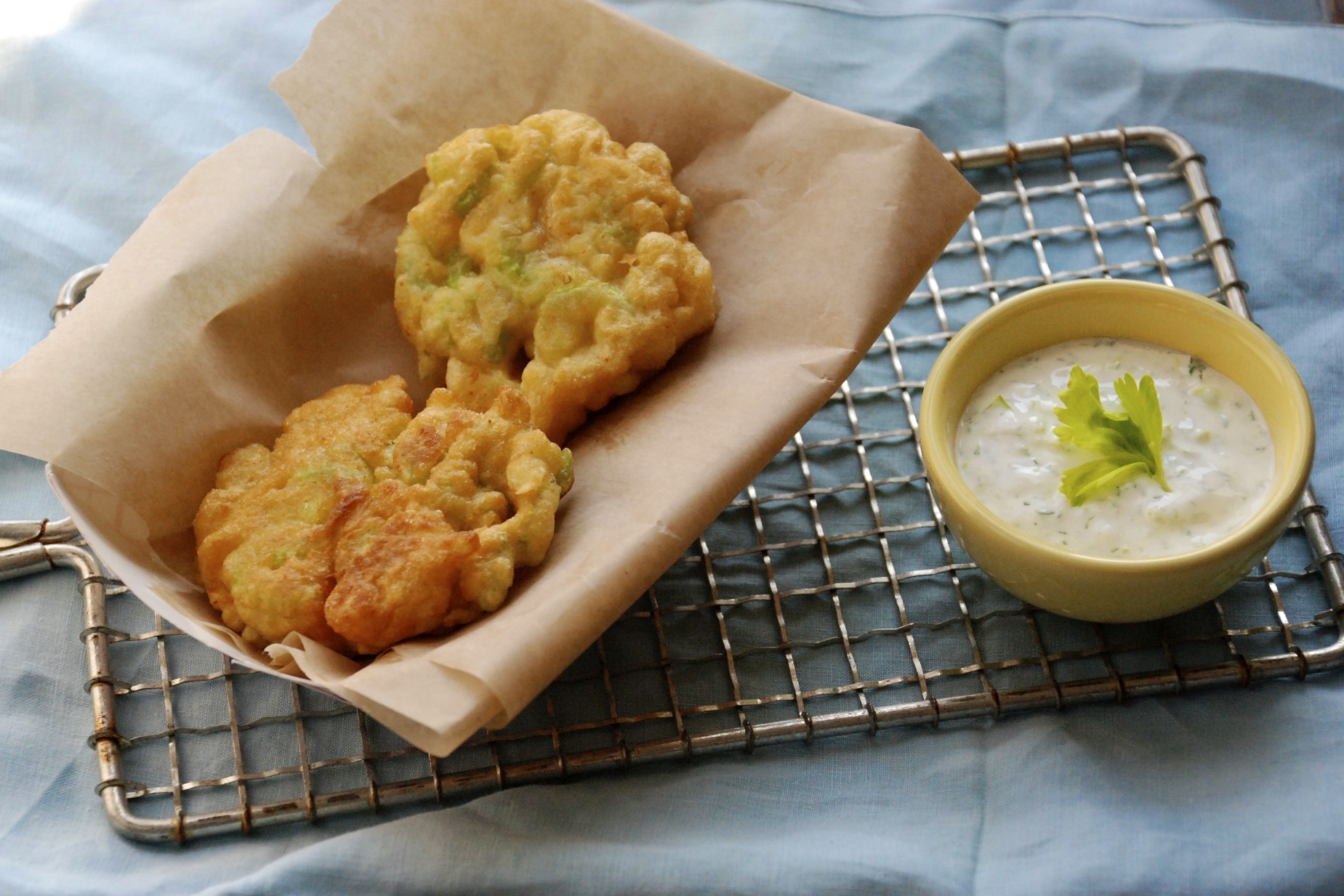 Celery Fritters with Herbed Sauce