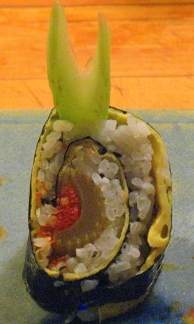  Celery Clan Samurai Rolls filled with Braised Celery, Tobiko and Omelet