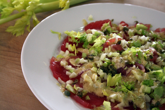 Tuna Carpaccio with Celery and Wasabi-Mayo Dressing