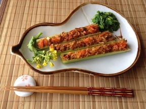 Kimchi-Rice Celery with Nanohana Flowers