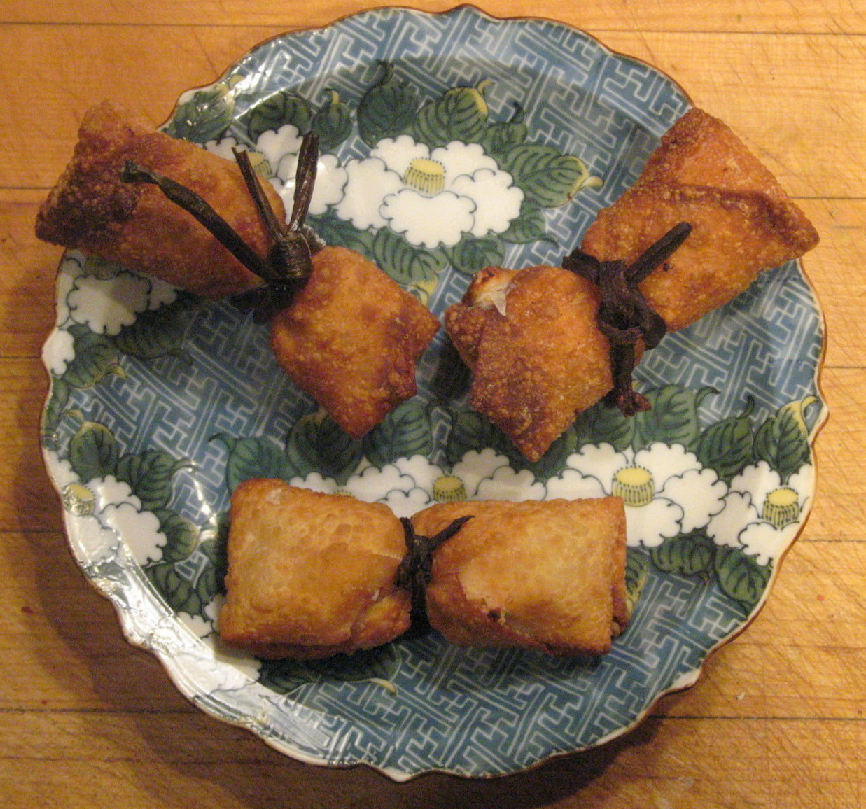Crispy Firecrackers filled with Celery Crab Rangoon 
