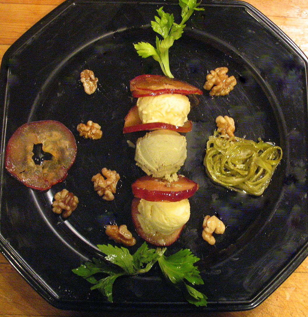 Gelati a la Waldorf- Apple, Celery and Mayo(EVOO) Gelati with Candied Walnuts