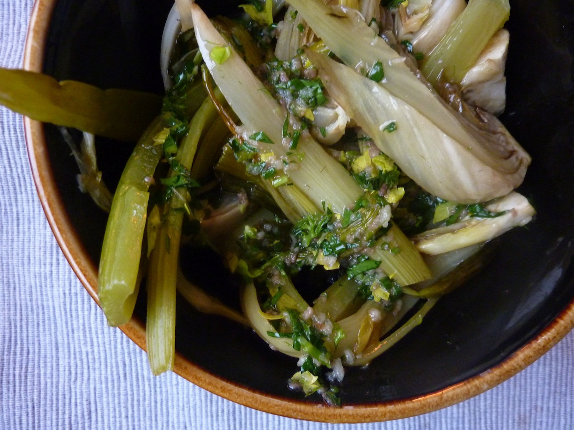 Oven Braised Vegetables With Gutsy Lemon VInaigrette
