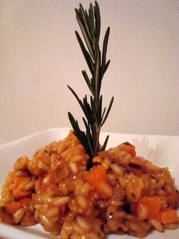 Sweet Potato Risotto with Spicy Maple Glazed Walnuts