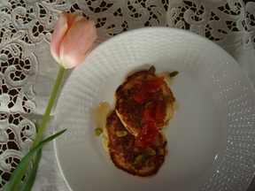 Buttermilk-Ricotta Pancakes, Tipsy Apricots and Pistachios