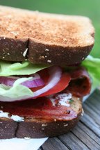 Maple Lacquered Bacon, Lettuce, and Tomato Sandwich