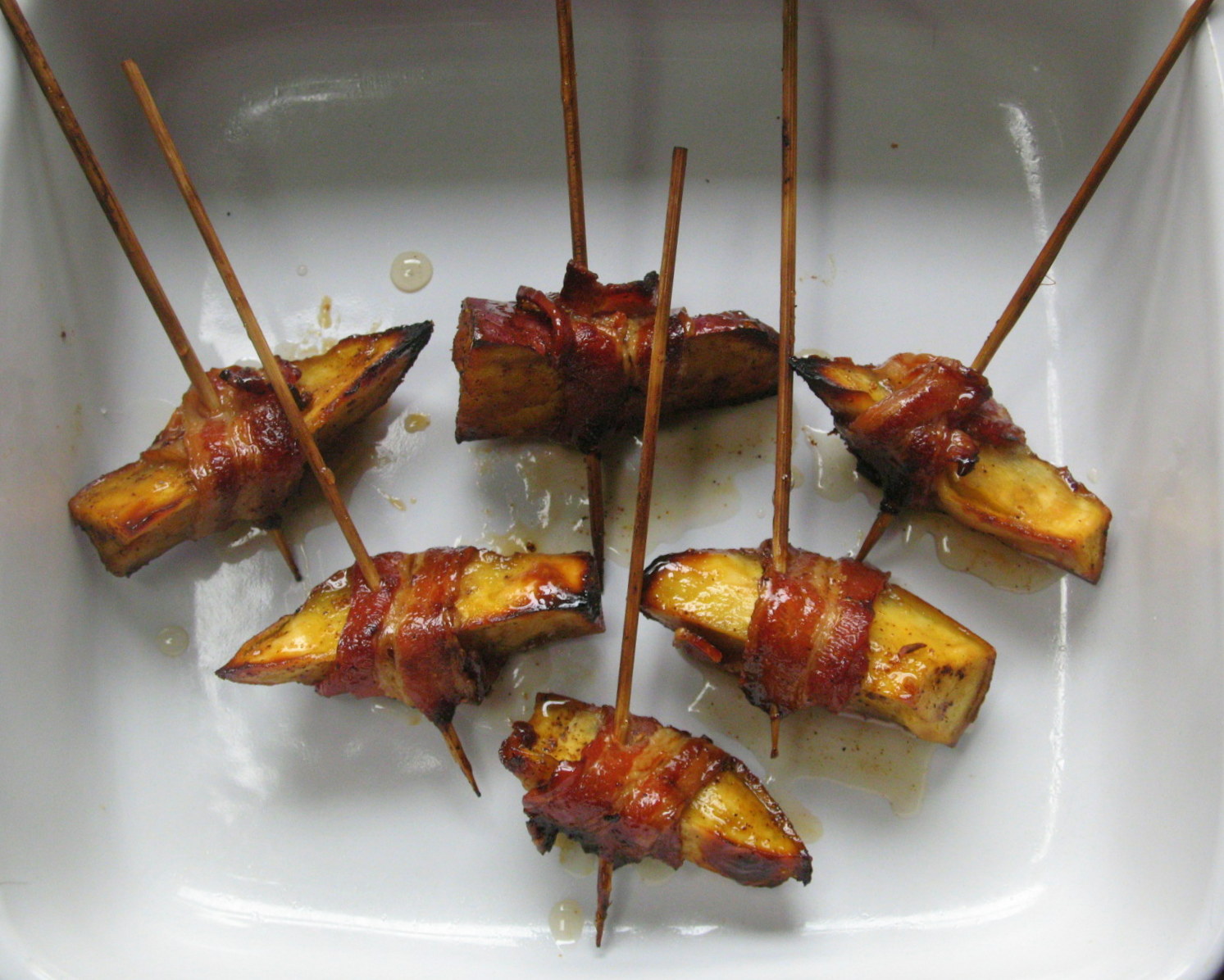 Spice Crusted Bacon Wrapped  Maple Roasted Sweet Potato Wedges 