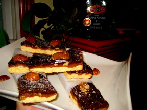 Maple, Caramel-Dark Chocolate- Pecan Bars