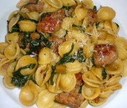 Orecchiette with Italian Sausage, Swiss Chard and a Maple Glaze