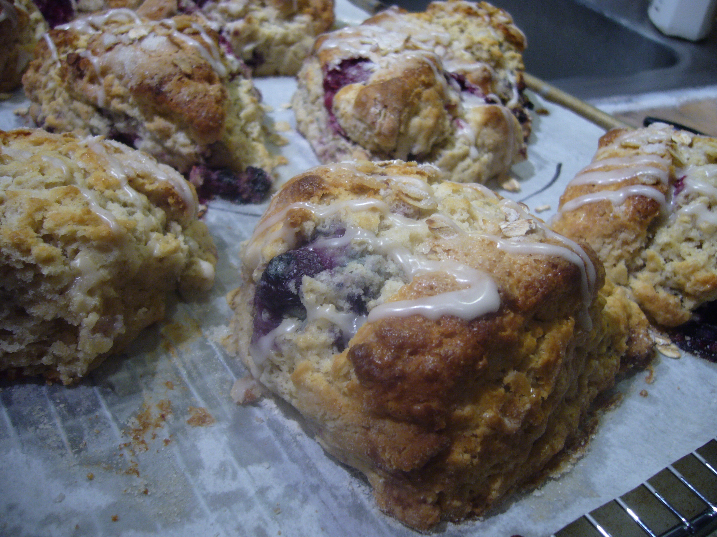 Maple Oatmeal Berry Scones with Maple Bourbon Drizzle