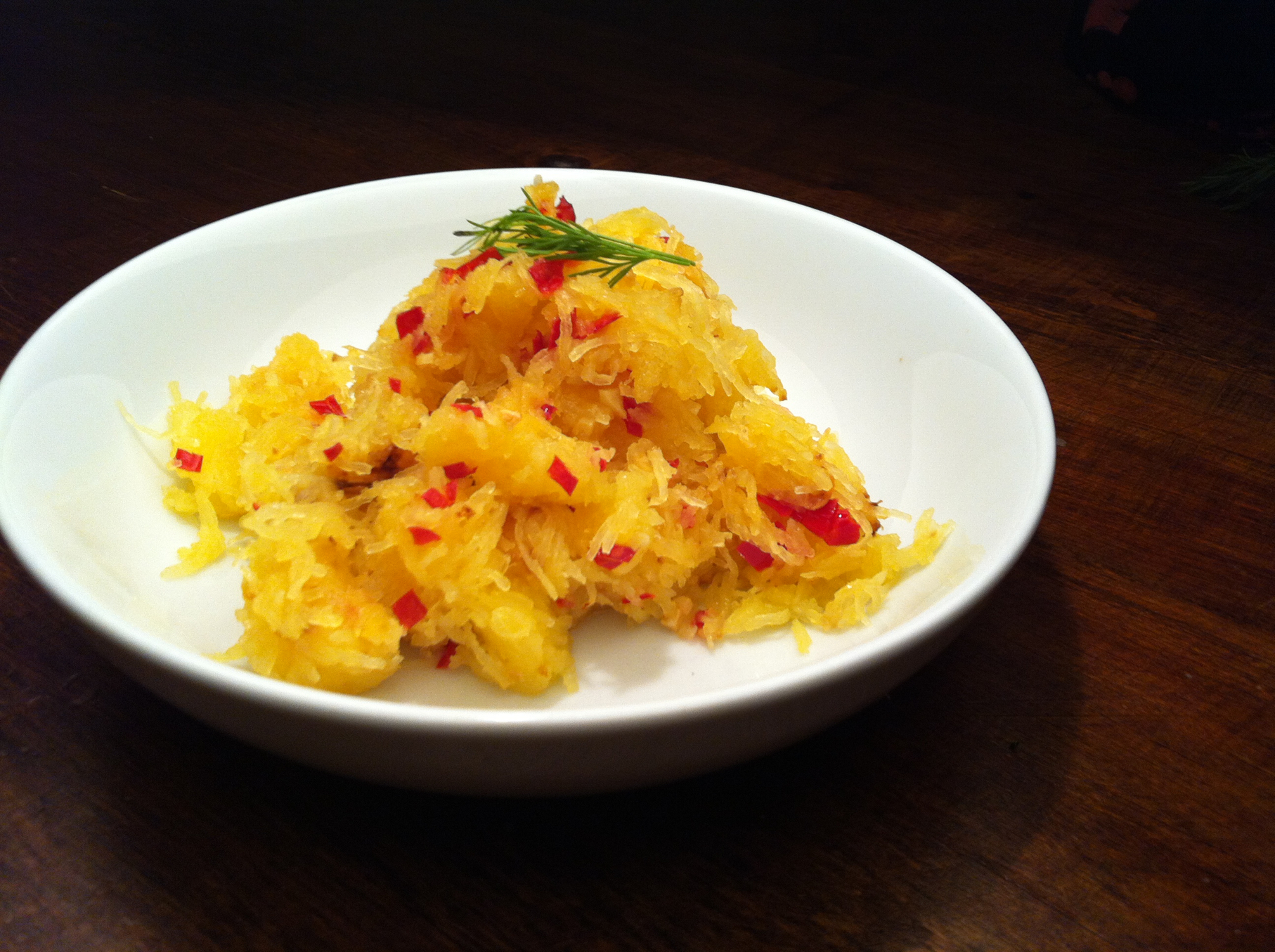 Spaghetti Squash with Garlic and Chili