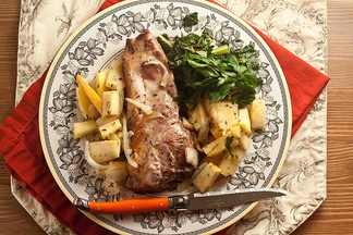 Roasted Pork Chops with Parsnip and Apples