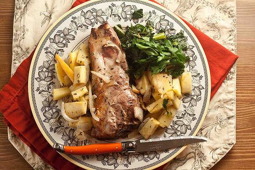 Roasted Pork Chops with Parsnip and Apples