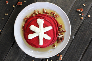 Red Velvet Pancakes with Cream Cheese Frosting