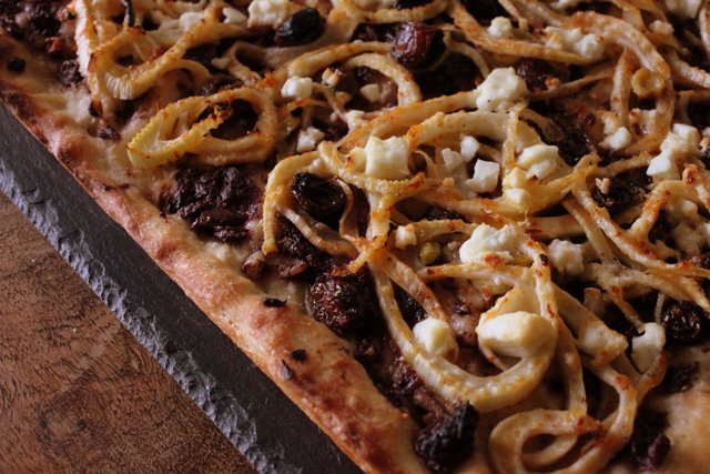 Grilled Fennel Flatbread with Olives and Sultanas