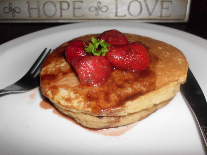 Apple Pancake with Balsamic Strawberry Sauce
