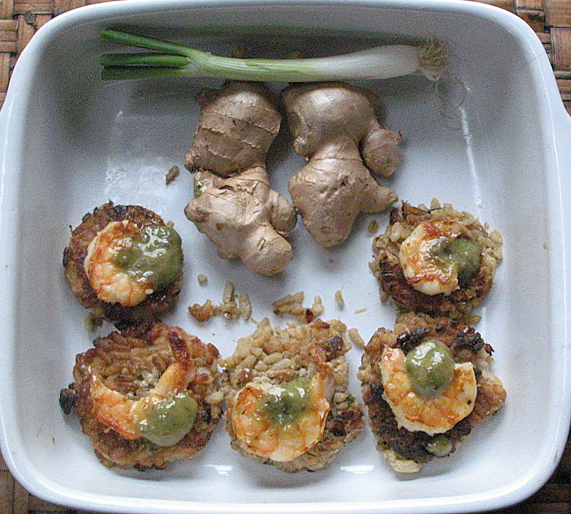 Thai Lemongrass Coconut Rice Cakes with Jade Shrimp