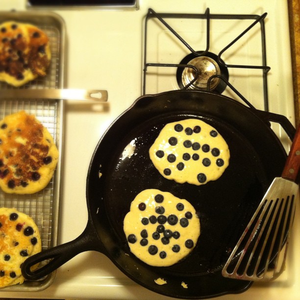 brown butter griddlecakes with wild blueberries