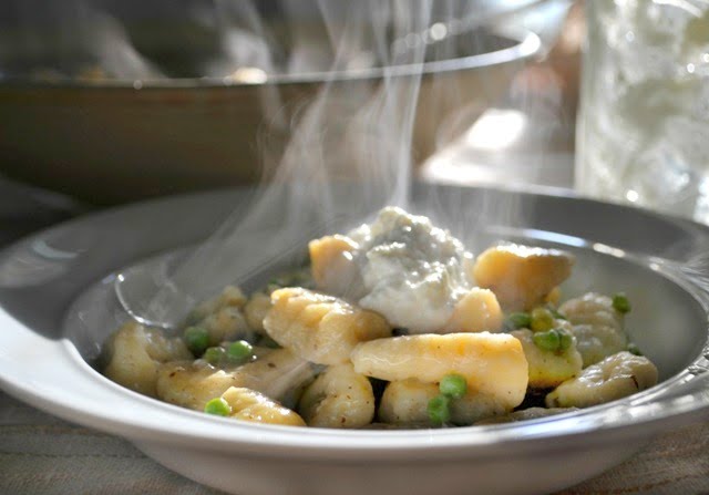 Ricotta-Feta Gnocchi Tossed in Maple-Brown-Butter and Sweet Peas Sauce